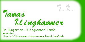 tamas klinghammer business card