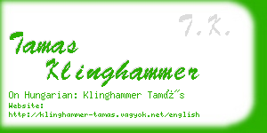 tamas klinghammer business card